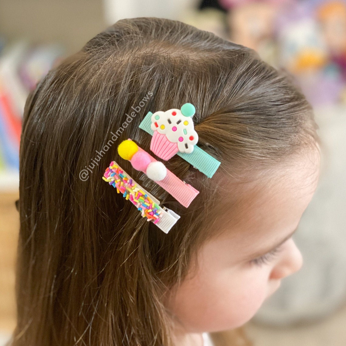 Cupcake Hair Clip Set Girl Hair Clips Set Hair Clips Girls Etsy