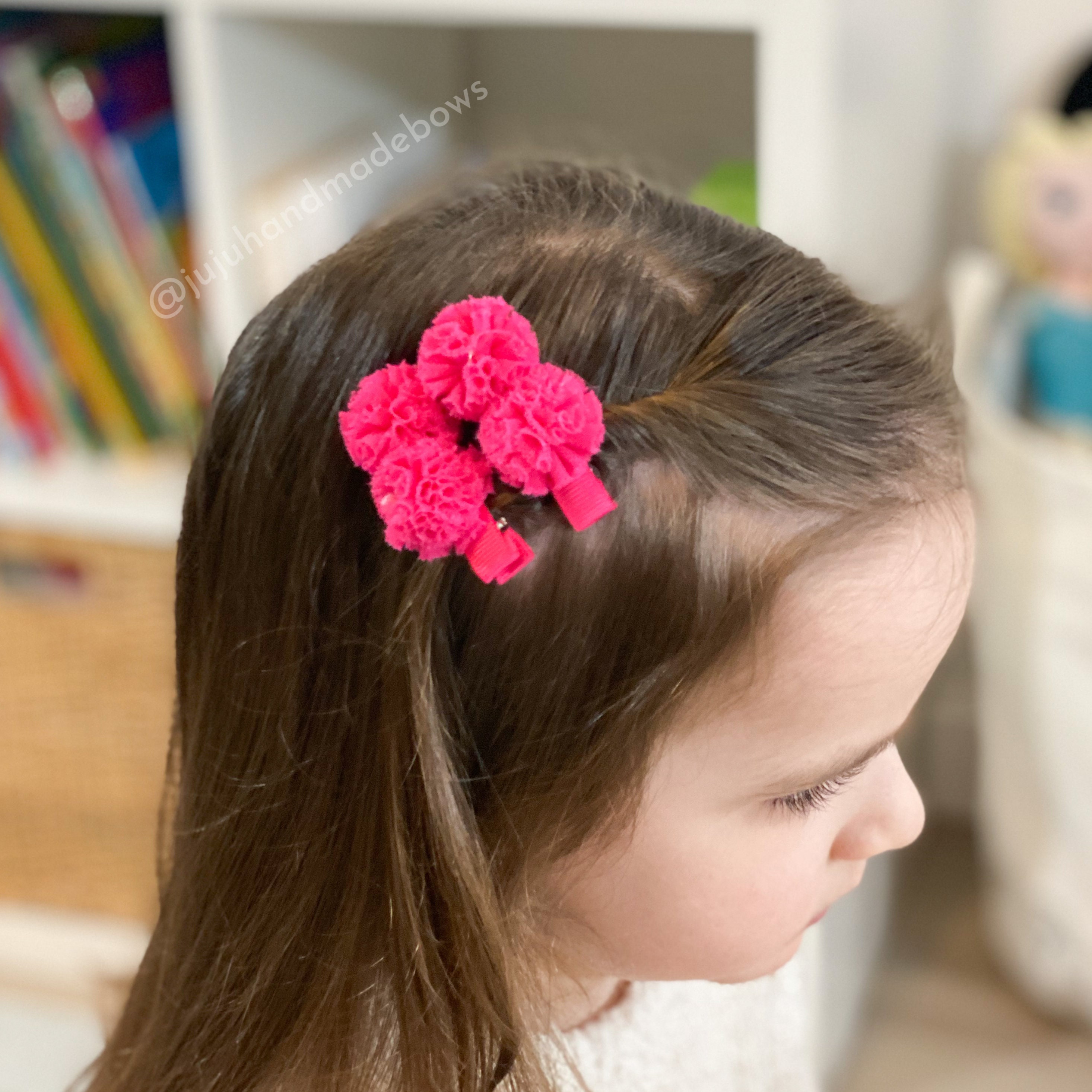 Hot Pink Mesh Flowers Hair Clip Girl Hair Clips Hair Clips - Etsy