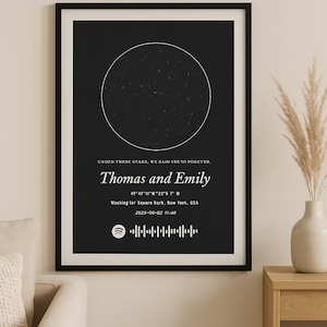 Benutzerdefinierte Sternenkarte Poster, personalisiertes Geschenk, Hochzeitsdeko, Jahrestag Andenken, einzigartige Wandkunst