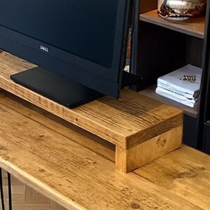 Handmade Reclaimed Wood Monitor Stand with Storage: Rustic Desk Riser
