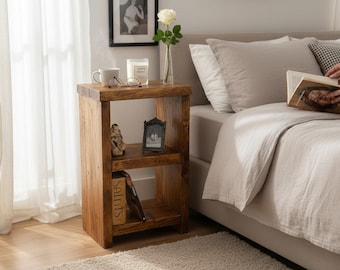 Reclaimed Wood Side Table UK – Rustic Nightstand | Bedside Table | Handmade | Free Delivery