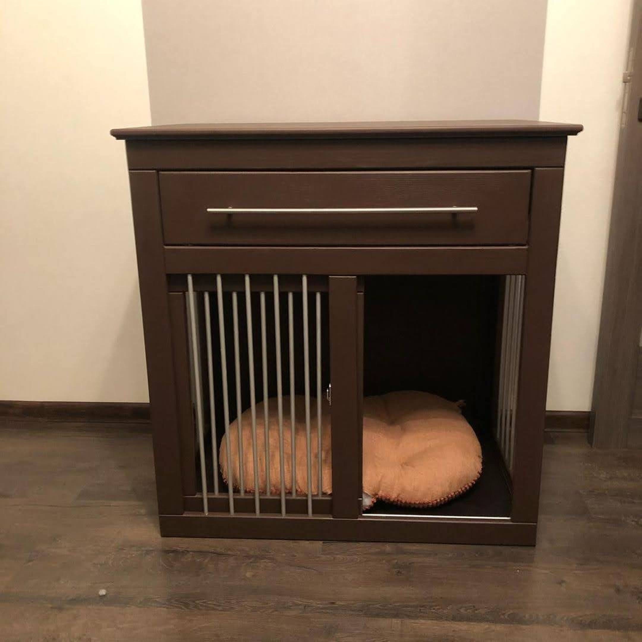 Handgemachte Natur holz Käfig Haus mit Schiebetür für Hunde Etsy