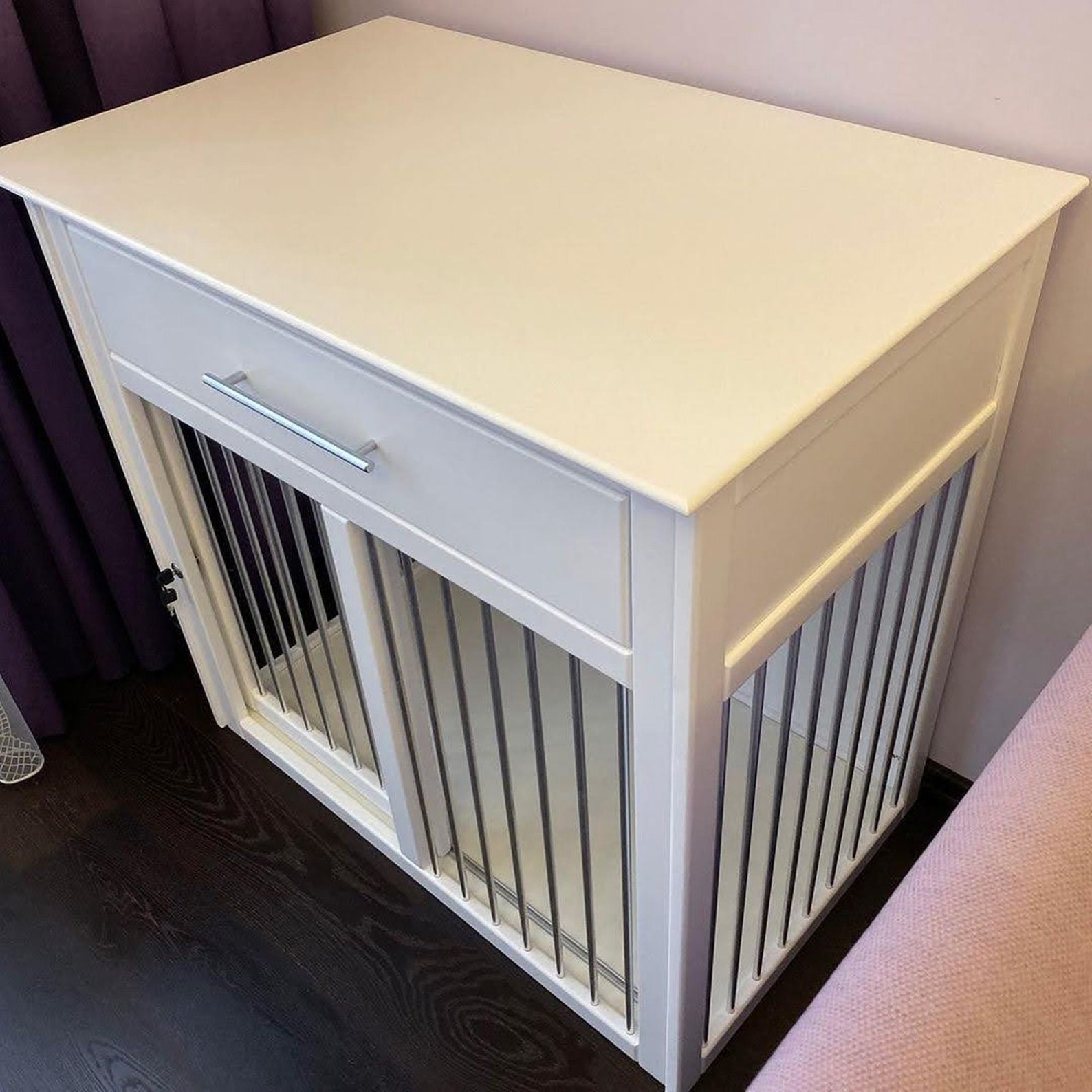 Handgemachte Natur holz Käfig Haus mit Schiebetür für Hunde Etsy