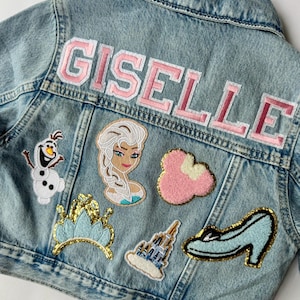 Personalized Princess Jean Jacket | Custom Denim Jacket with SEWN-ON Patches | Baby, Toddler, Kids & Adult Sizes | Magical Park Outfit Gift image 10