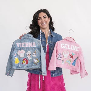 Personalized Princess Jean Jacket | Custom Denim Jacket with SEWN-ON Patches | Baby, Toddler, Kids & Adult Sizes | Magical Park Outfit Gift image 8