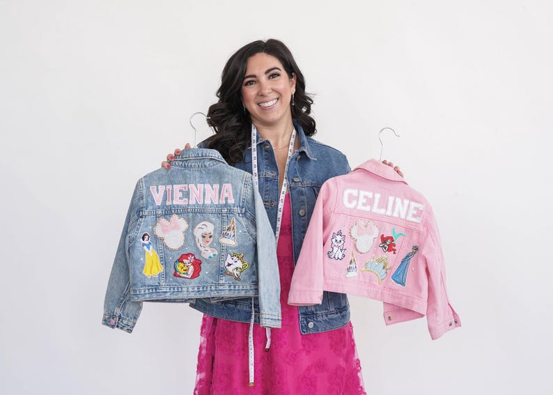 Personalized Princess Jean Jacket | Custom Denim Jacket with SEWN-ON Patches | Baby, Toddler, Kids & Adult Sizes | Magical Park Outfit Gift image 8