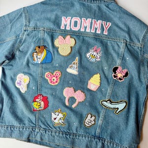 Personalized Princess Jean Jacket | Custom Denim Jacket with SEWN-ON Patches | Baby, Toddler, Kids & Adult Sizes | Magical Park Outfit Gift image 11