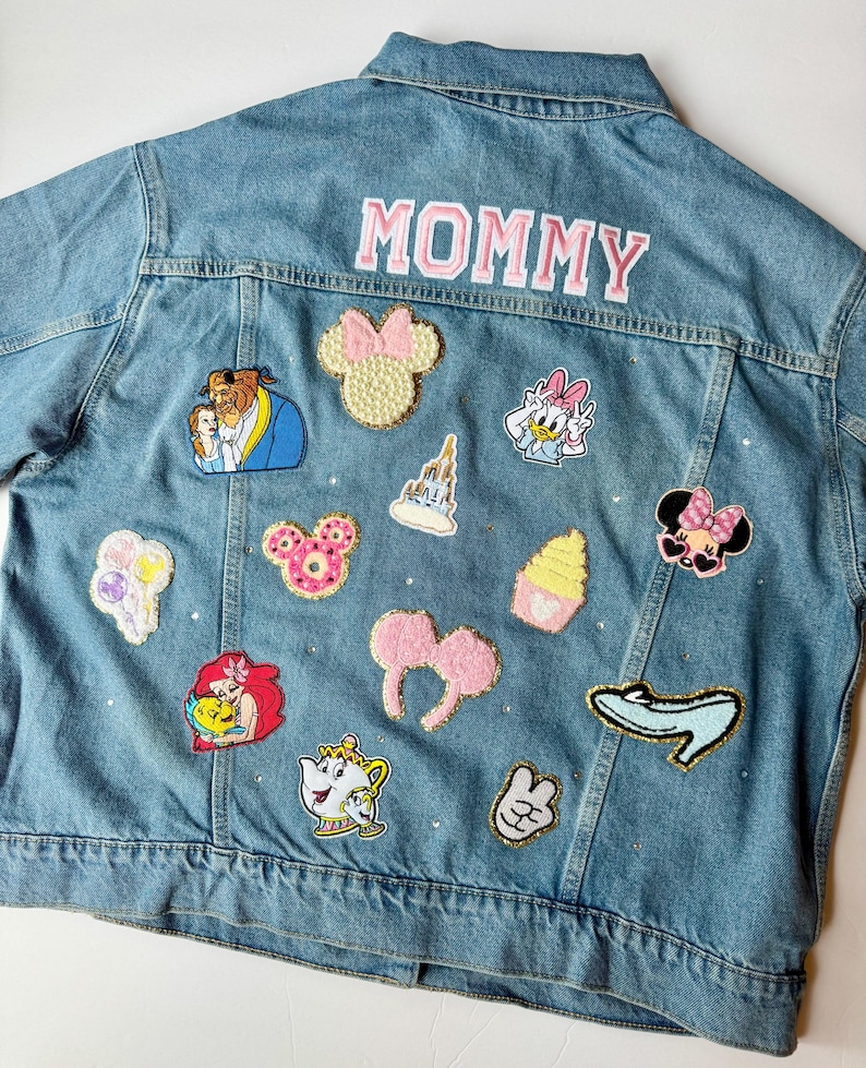 Personalized Princess Jean Jacket | Custom Denim Jacket with SEWN-ON Patches | Baby, Toddler, Kids & Adult Sizes | Magical Park Outfit Gift image 11