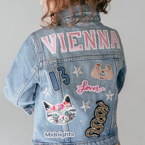 Taylor Swift Inspired Custom Jean Jacket | Sewn On | Personalized Denim Jacket Babies, Toddlers, Kids, Adult | Eras Tour | Unique Gift Idea"