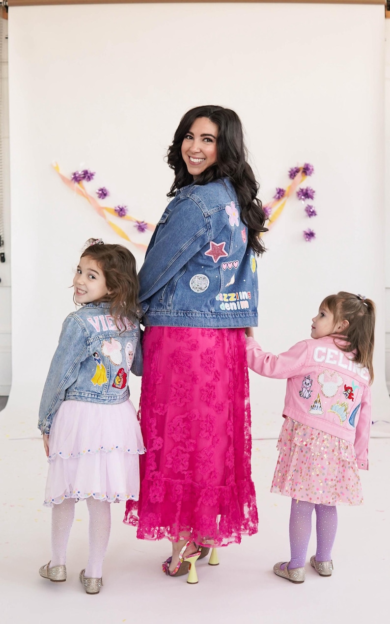 Personalized Princess Jean Jacket | Custom Denim Jacket with SEWN-ON Patches | Baby, Toddler, Kids & Adult Sizes | Magical Park Outfit Gift image 6