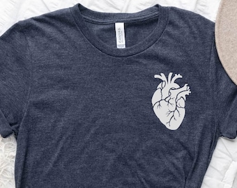 Heart Shirt, Pocket Size, Anatomy Shirt, Anatomichal Heart, Minimlaist Heart Shirt, Anatomical Heart Shirt, Anatomy Class, 4XL 5XL