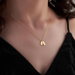 14K Gold Personalized Tiny Tag Initial Necklace for Women: Minimalist Engraved Name