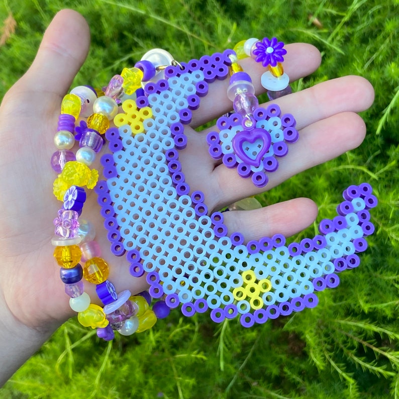 Heart and Moon Kandi Necklace Etsy