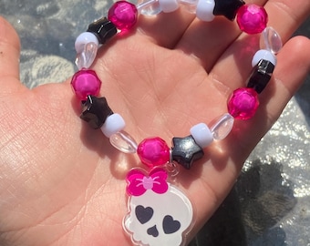 Heart Eyes Skull Kandi Bracelet
