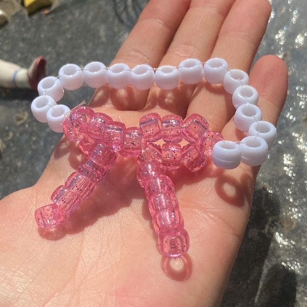 Clear Pink Bow Kandi Bracelet