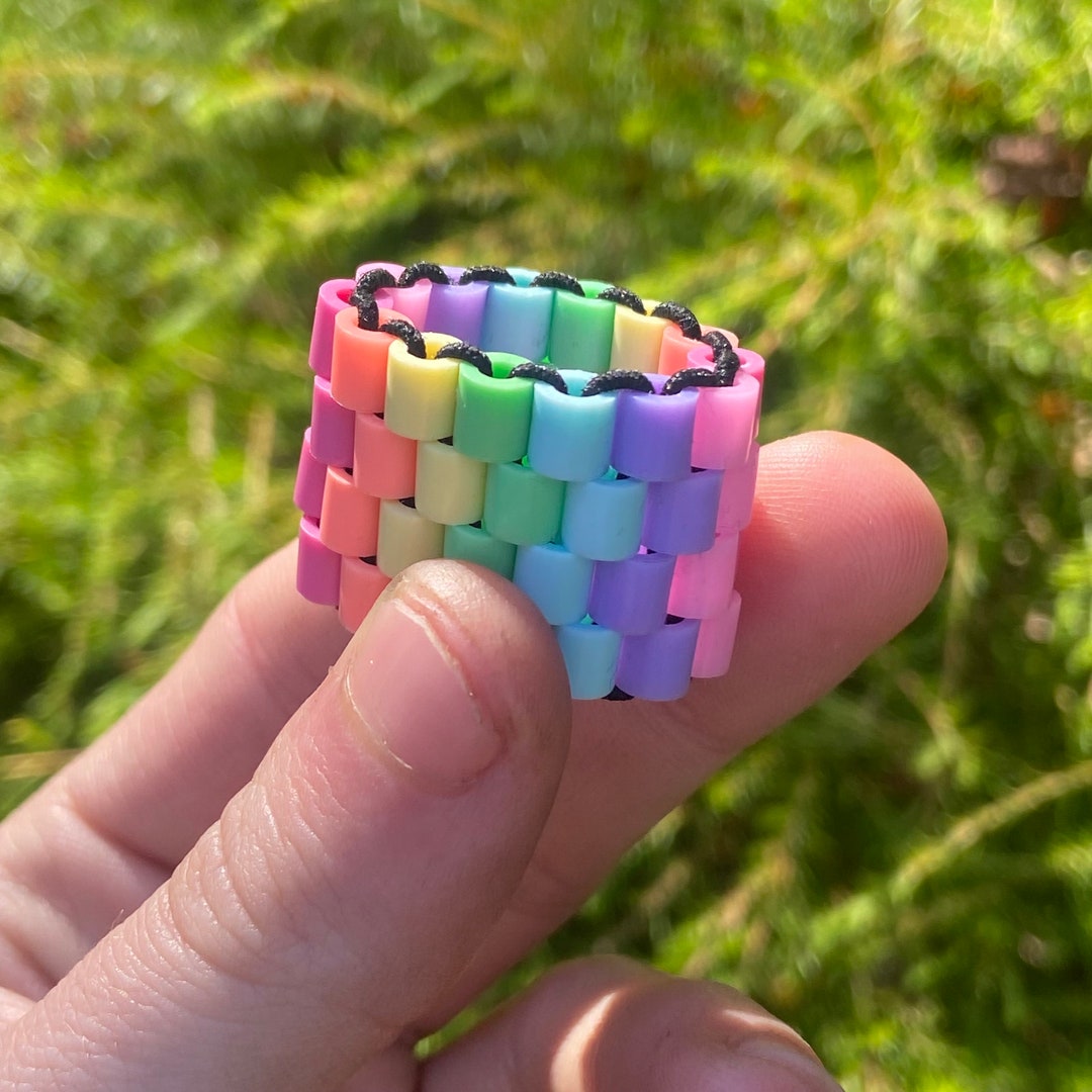 Pastel Rainbow Kandi Ring V2 - Etsy