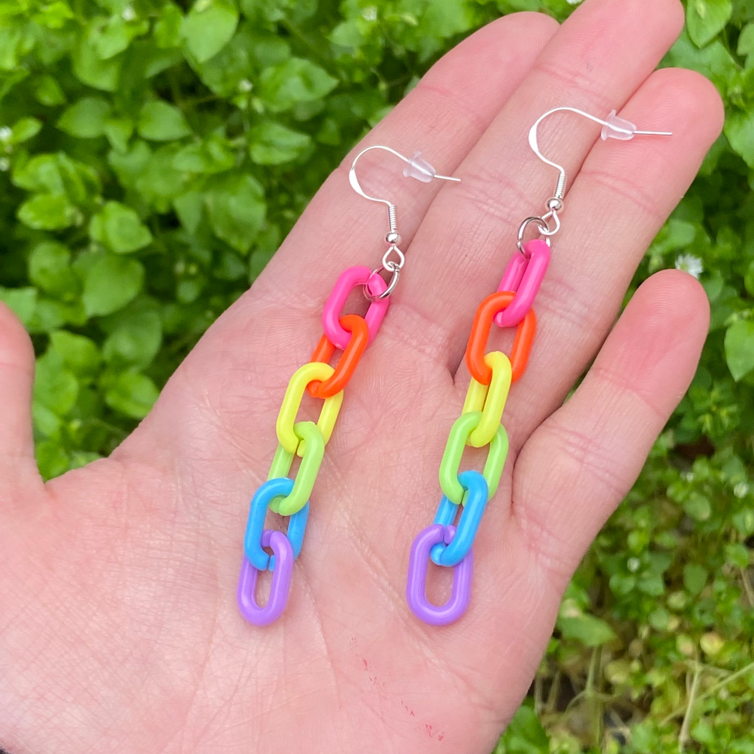 Rainbow chain earrings online