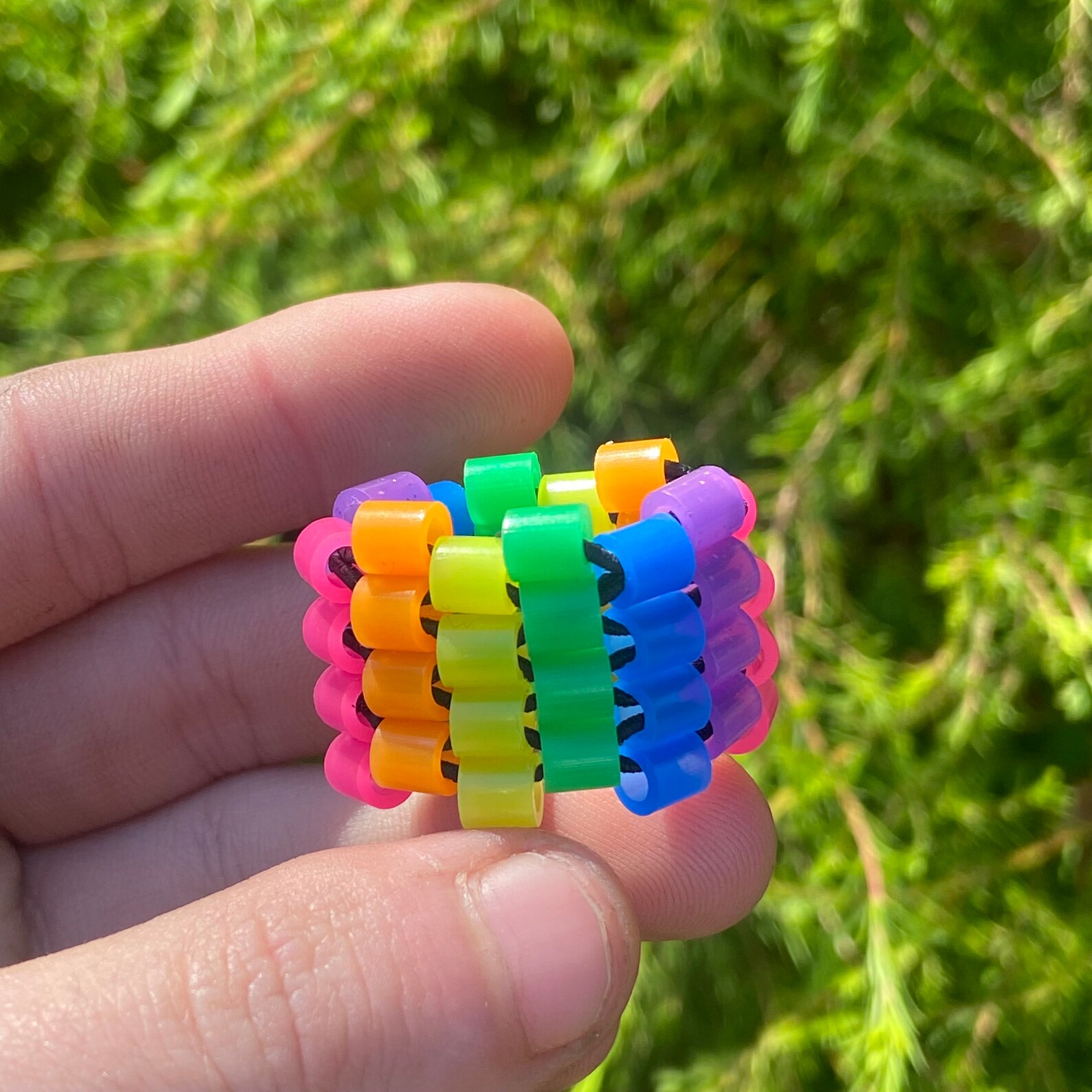 Neon Rainbow Kandi Ring - Etsy