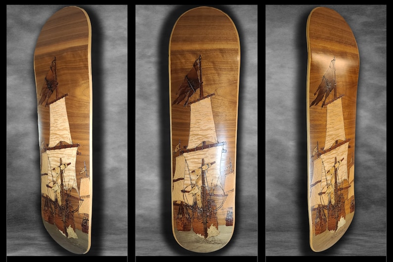Ship Inlay Wood Inlay, Skatboard Art Pirate Ship - Etsy