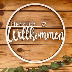 Laserdatei Willkommen Schild Türschild Herzlich SVG DXF CDR Türkranz Kranz Schnittdatei Plotterdatei Laser Cut Digital Download Laser File