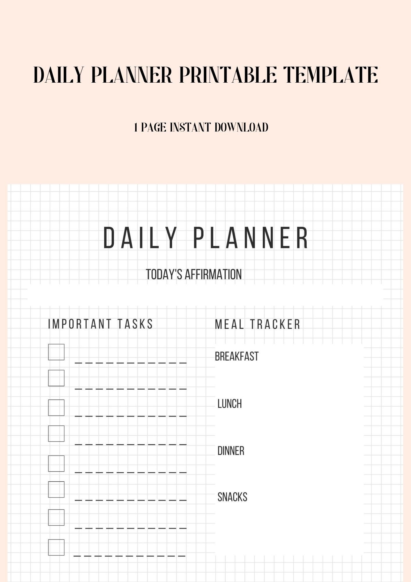 Daily Planner Printable Daily Task Sheet Printable | Etsy