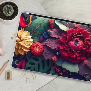 Exotic Flowers MacBook Skin Mac Pro Skin MacBook Air Pro 13 15 inch Touch Bar Skin Laptop Decal Vinyl Sticker Leaves MacBook Pro 14 16 2021