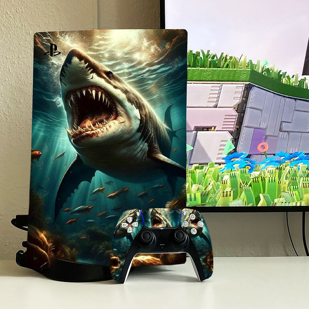 Shark Pattern PS5 Skin Ocean Ps4 Pro Slim Fat Vinyl Animal Playstation ...
