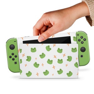 White Switch Skin Frog Switch Skin Green Switch OLED Skin Animal Aesthetic Decal for Console Dock Controller Joycon Joy Con Skin Nature