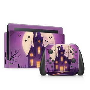 Carcasa para Nintendo Switch Oled de Halloween, color morado, para Nintendo, carcasa para consola Oled Switch, calcomanía con dibujos animados para el dock, carcasa para JoyCon Oled