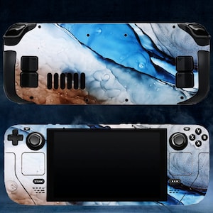 Steam Deck Valve Skins Vinyl Sticker Blue Grey Marble Steam Deck Oled  Design Premium Skin