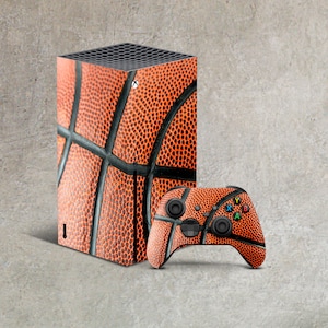Basketmönster Skinndekal för Xbox Series X, S Sportkonsol och Controller Man Helomslag Vinyl Bolltextur Xbox Skin Orange Skin