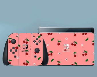 Pink Switch Skin Cherry Switch Skin Fruits Switch OLED Skin Nature Decal for Console Dock Controller Joycon Joy Con Skin