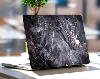 Dark Grey Marble Laptop Skin, Macbook Skin, Computer Decal Sticker Full Coverage Laptop Skin