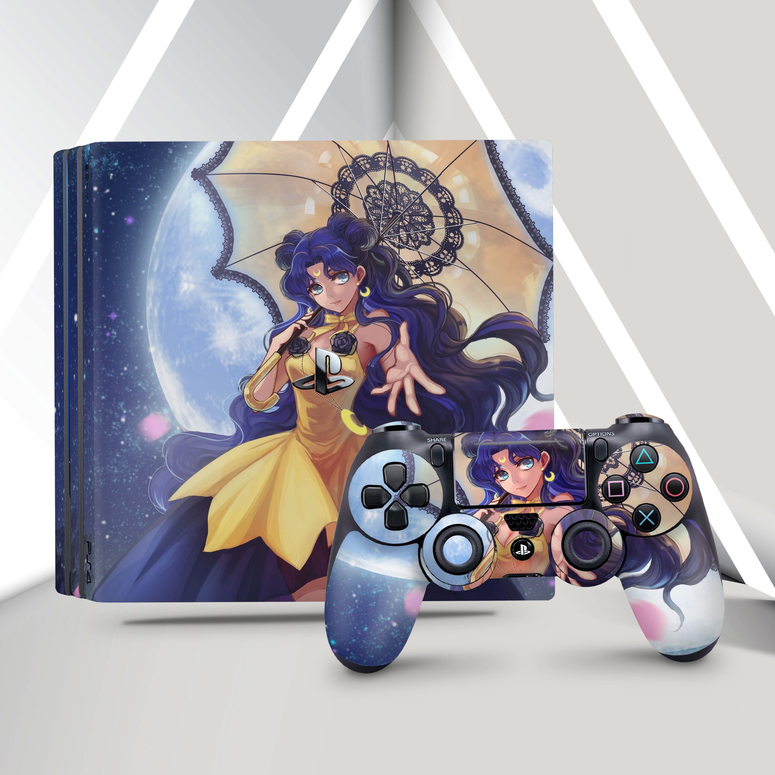 PS5 Skin Moon PS4 Girl Anime PS4 Sticker PS4 Sticker for Playstation Girl  Skin Pack Ps4gift for Girl,gift for Child,gift for Boyfriend 