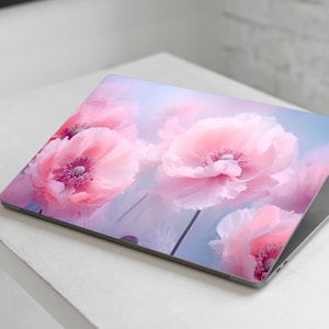 Pink Flowers Laptop Skin Pastel Notebook Vinyl Decal Dell Hp Lenovo Asus Chromebook Acer Laptop Decal Cover Skin For Any Laptop Sticker
