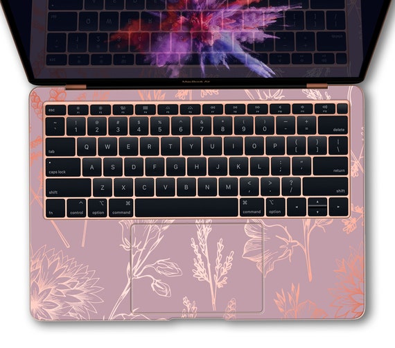 ピンクマーブル MacBook Air 15 スキンシール フローラル MacBook Pro