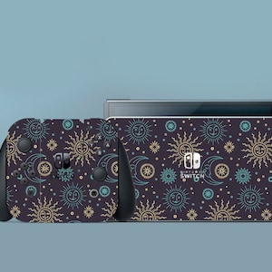 Gold Switch Skin Space Switch Oled Skin Moon Switch OLED Skin Nature Sticker Blue Sun Decal for Console Dock Controller Joycon Joy Con Skin