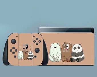 Skin per Switch Beige, Skin per Switch Orso, Skin per Switch Cartone Animato, Skin OLED, Decalcomania Estetica Animale per Console, Dock Controller, Joy-Con, Skin Joy-Con, Natura