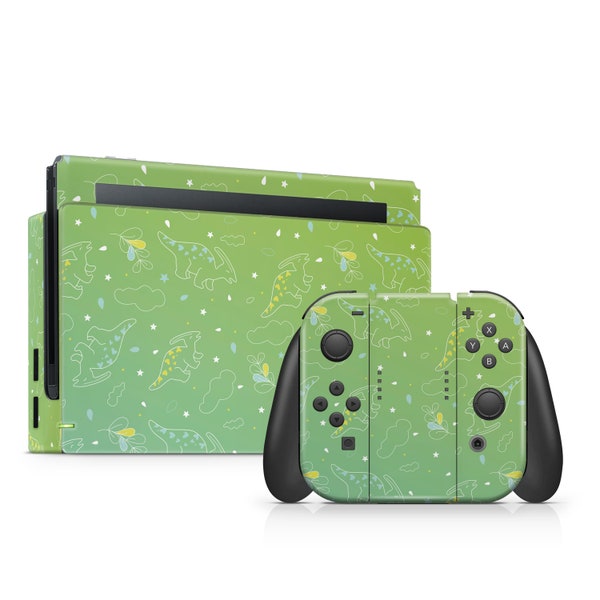 Green Nintendo Oled Switch Skin Decal For Console Joy-Con And Dock Dinosaurs Nintendo Oled Decal Animal OLED Skin Cartoon Nintendo Switch