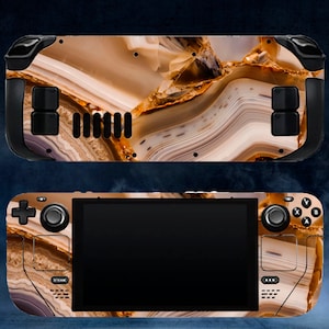 Brown Crystal Steam Deck Oled Skins Vinyl Gold Pattern Sticker Opal Texture Design Premium Skin Cute Girl Gift Stem Deck Skin