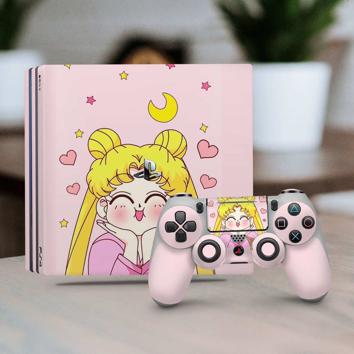 PS4 Skin Pink Pattern Ps4 Pro Slim Fat Vinyl Anime Playstation Console ...