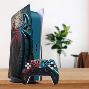 PS4 skin Spider ps4 pro slim fat vinyl Anime Playstation Console Controller Rood PS5 Digitale Dualshock Blauwe textuur PS5 Skin Cartoon man skin