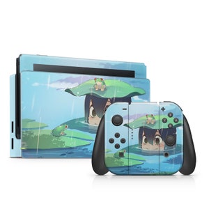 Frog Nintendo Switch Skin Cute Anime Nintendo Switch Console Decal  Blue Wrap Sticker Girl Nintendo OLED Skin Cartoon Accessories Skin