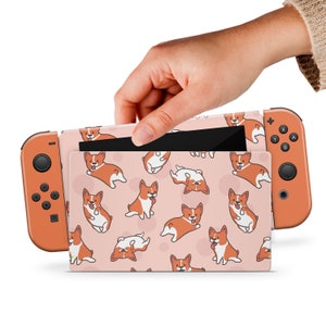 Orange Switch Skin Corgi Switch Skin Pink Switch OLED Skin Animal Aesthetic Decal for Console Dock Controller Joycon Joy Con Skin Nature
