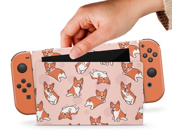 Orange Switch Skin Corgi Switch Skin Pink Switch OLED Skin Animal Aesthetic Decal for Console Dock Controller Joycon Joy Con Skin Nature
