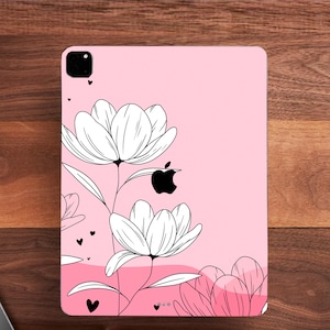 White Floral iPad accessories Vinyl Skin Pink Pattern iPad Pro iPad Air iPad cover iPad 11 Pro Decal iPad Pro 12.9 inch gift
