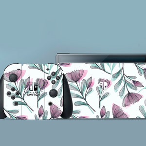 White Switch Skin Flowers Switch Skin Pink Switch OLED Skin Beautiful Decal for Console Dock Controller Joycon Joy Con Skin Nature