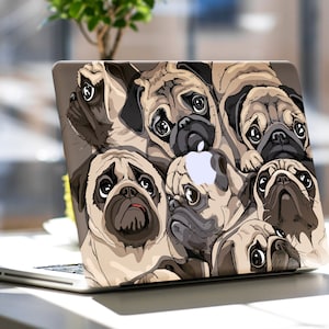 Custodia a forma di carlino per Macbook Pro 14 e 16 pollici, custodia a forma di animale per Macbook Pro 15 pollici (2018), custodia Air 13 Pro 13 pollici (2019), custodia marrone per Macbook 12 pollici, custodia glamour per Mac con carlino per Macbook Retina.