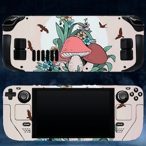 Mushrooms Steam Deck Valve Skins Vinyl Sticker Forest Design Premium Skin Beige Marble Steam Deck Oled Skin