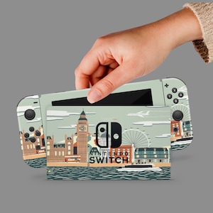 Grey Pattern Cute Switch Skin London Switch Skin Color Switch OLED Skin City Decal for Console Dock Controller Joycon Joy Con Skin New